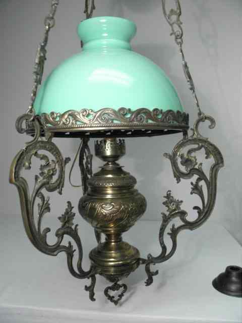 Appraisal: Victorian embossed and pierced gilt brass electrified hanging lamp Original