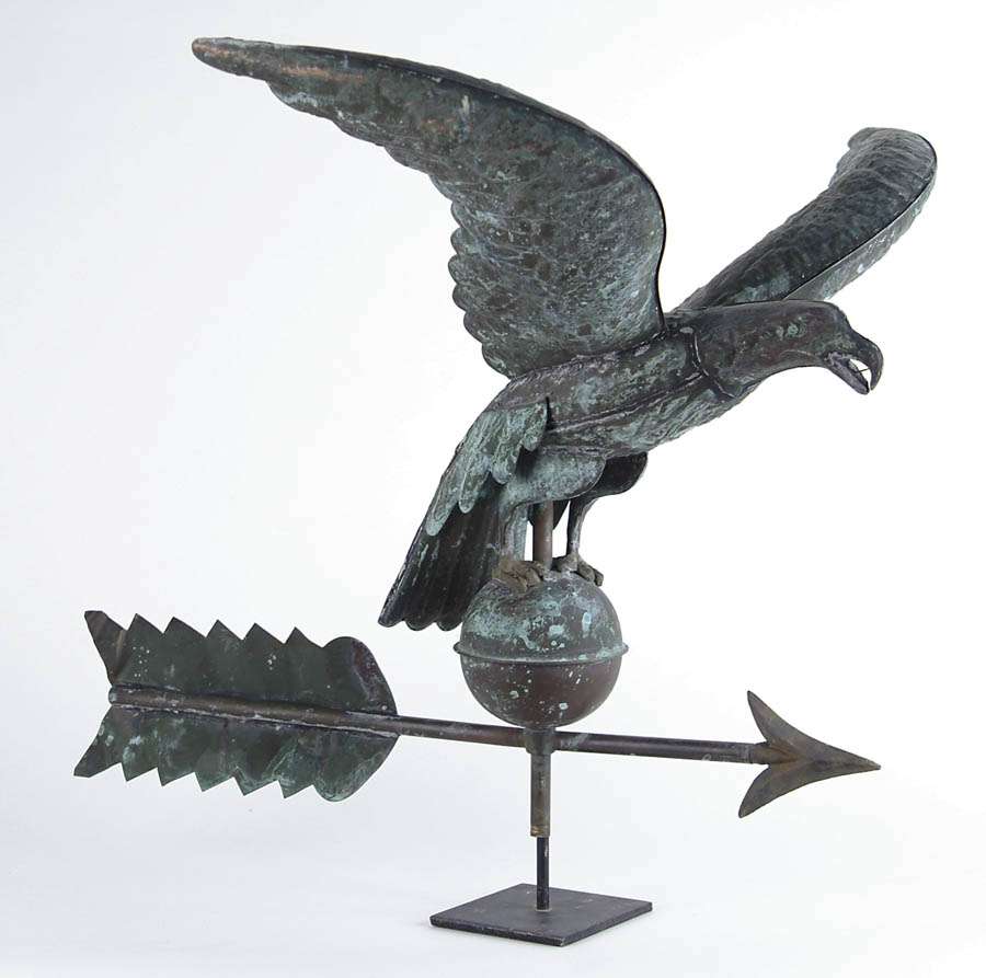 Appraisal: COPPER EAGLE WEATHERVANE Spread wing eagle stands atop a ball