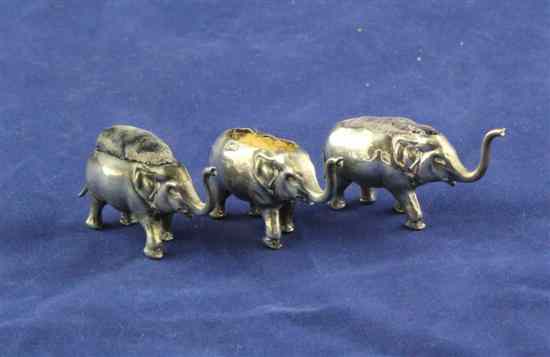 Appraisal: Three Edwardian novelty silver mounted pin cushions modelled as elephants