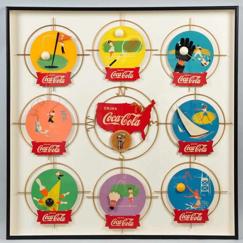 Appraisal: Coca-Cola -Piece Sports Hangers Wall Display Description Late s to