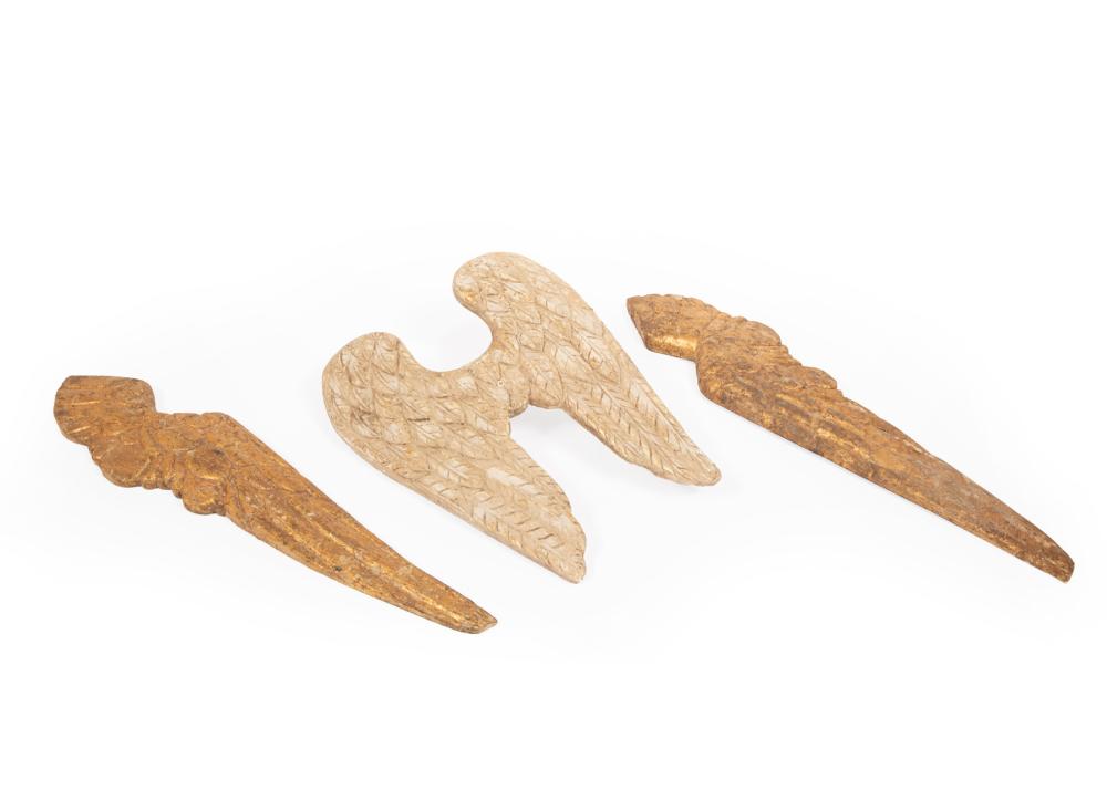 Appraisal: CARVED WINGSCarved Wings incl grouping and a pair larger h