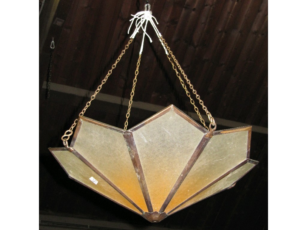 Appraisal: Gilt metal mounted frosted glass ceiling light shade