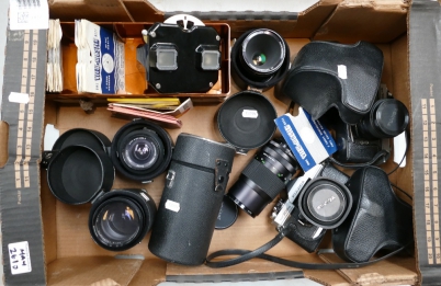 Appraisal: A collection of film camera equipment to include Fujica ST