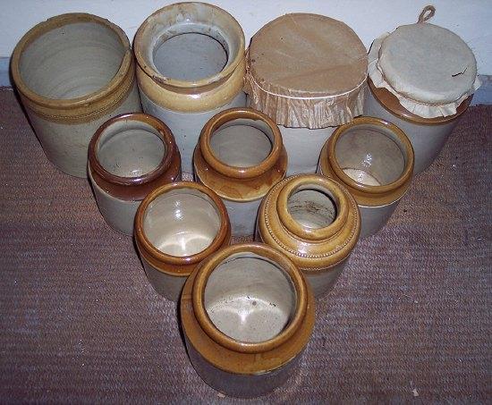 Appraisal: Ten stoneware storage jars various