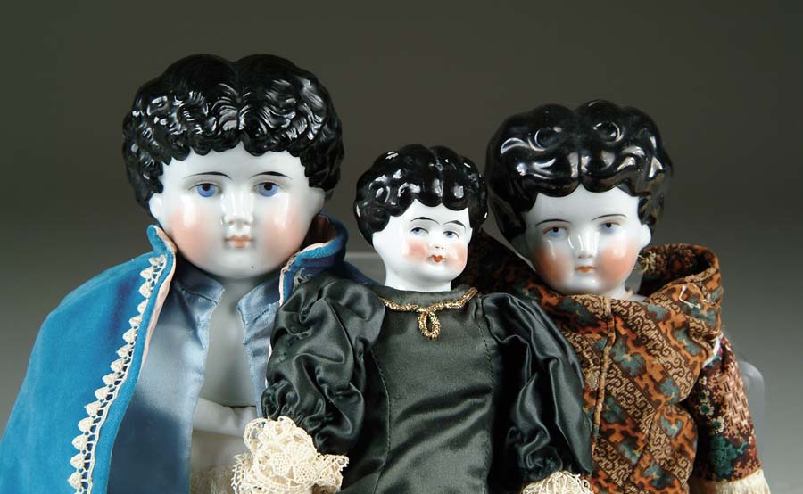 Appraisal: LOT OF THREE GERMAN CHINA HEAD DOLLS doll has molded