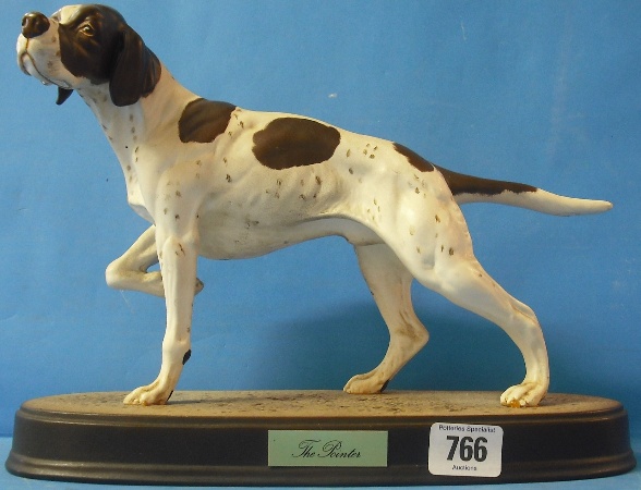 Appraisal: Beswick Pointer on ceramic plinth white and brown matt