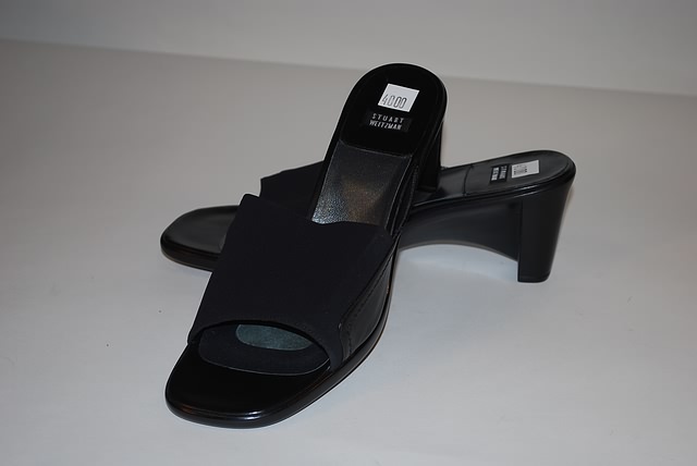 Appraisal: Stuart Weitzman black stretch fabric mule heels Size - B