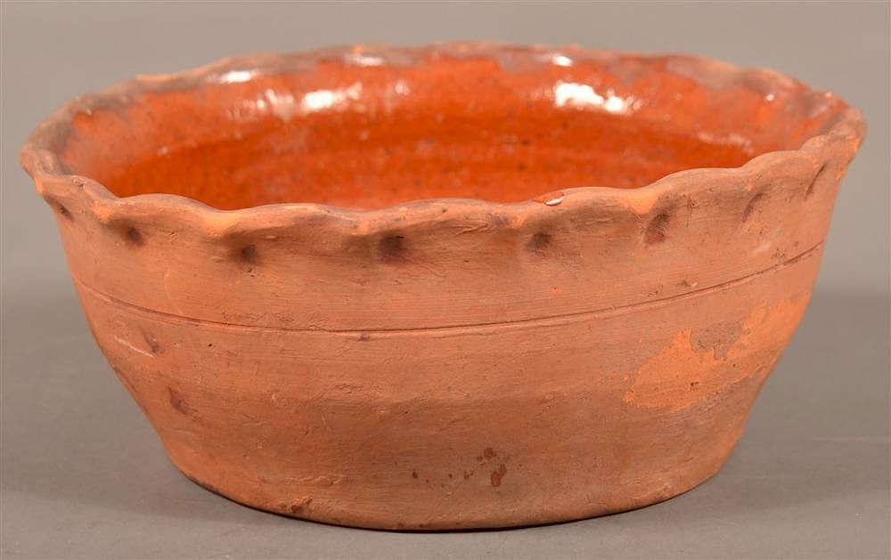 Appraisal: Redware Bowl Attributed to Schofield Pottery th Century Redware Bowl