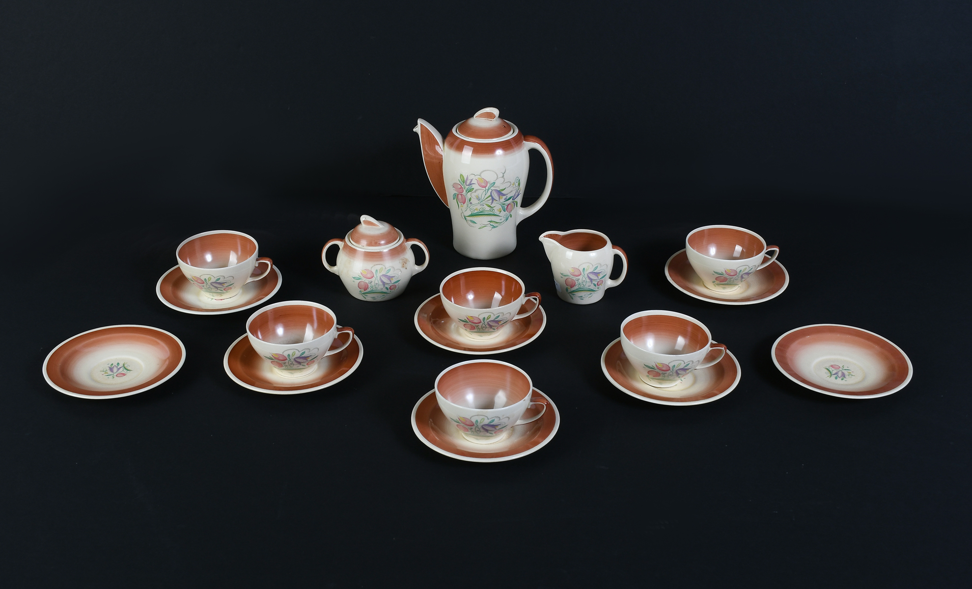 Appraisal: SUSIE COOPER TEA SET Comprising - Saucers - Tea cups