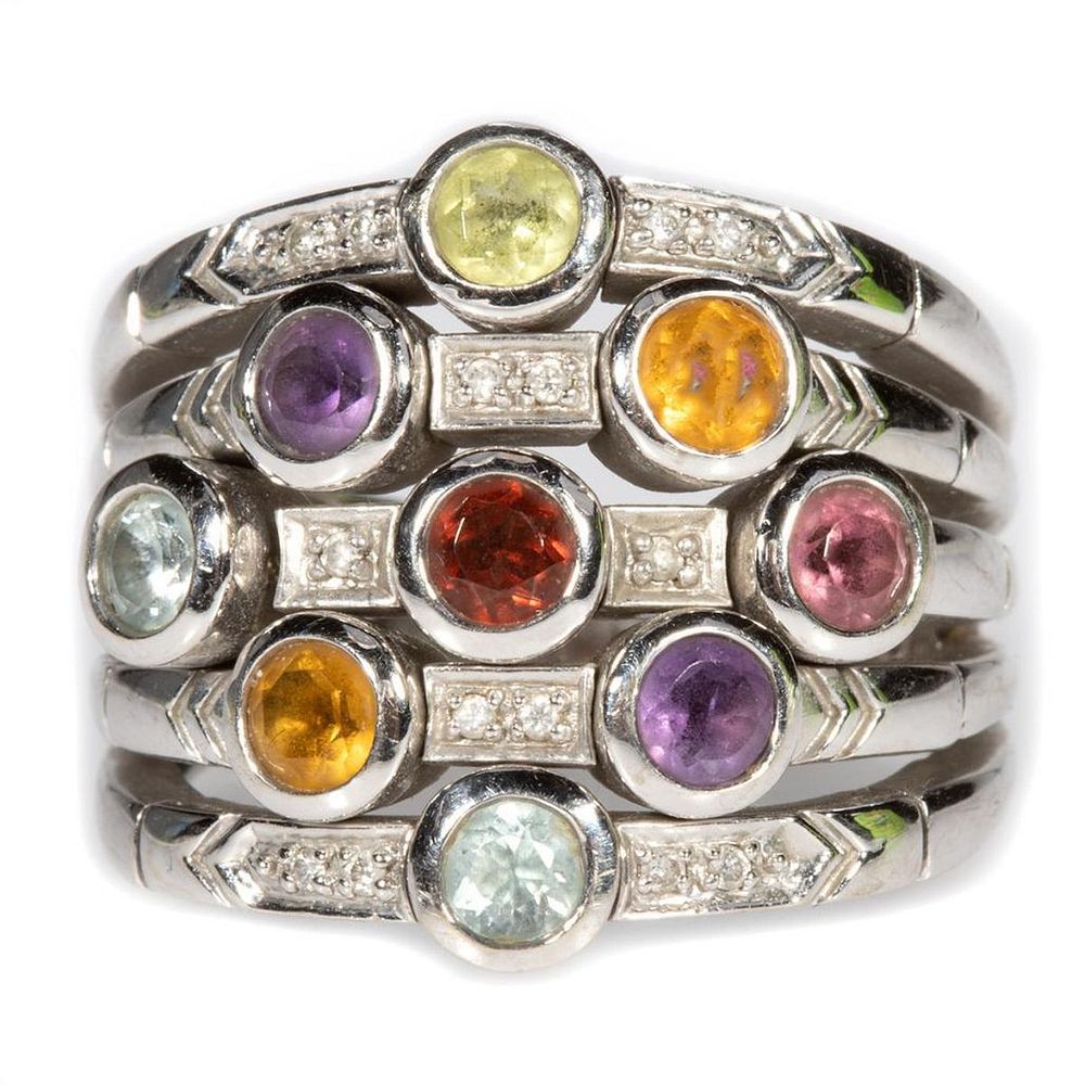 Appraisal: Sonia B semi-precious diamond k white gold ring the wide