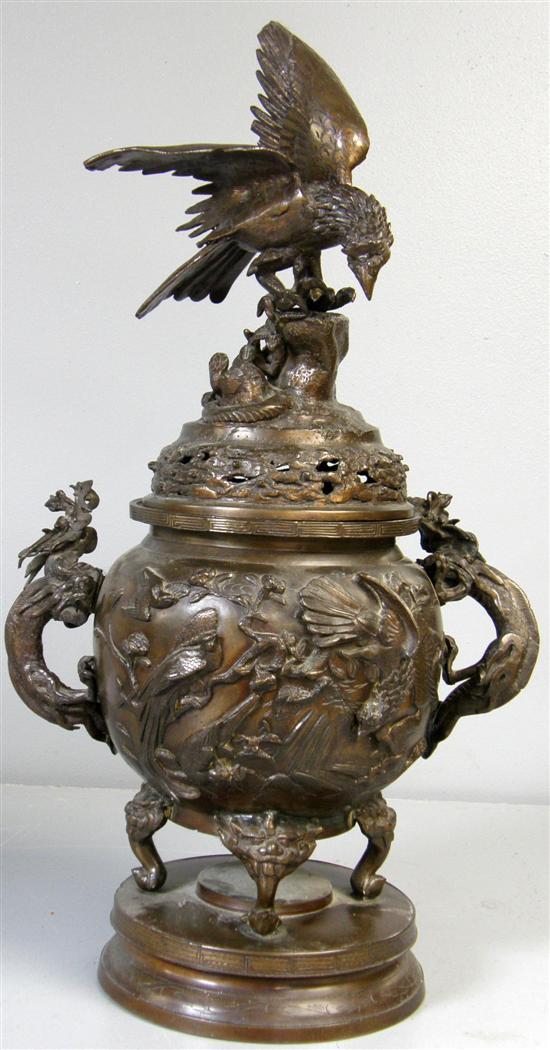 Appraisal: th century Chinese bronze pot pourri and cover in the