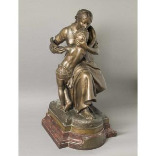 Appraisal: Emile Laporte Bronze Mother and Child Emile Laporte - bronze