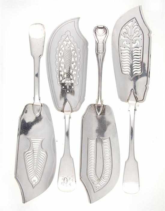 Appraisal: Georgian sterling fish slices by William Kingdon London dated -