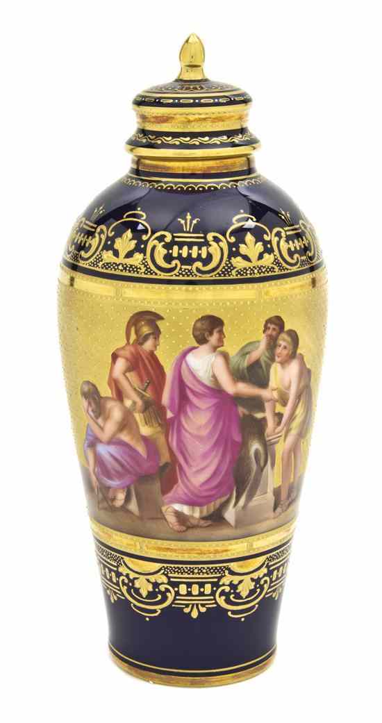 Appraisal: A Royal Vienna Lidded Vase of ovoid form decorated with