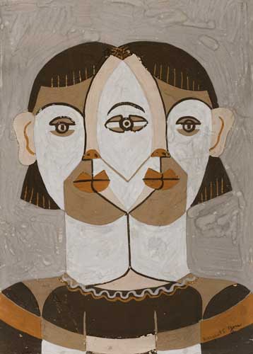 Appraisal: MARGARET BURROUGHS - Untitled Abstract Head Gouache on illustration board