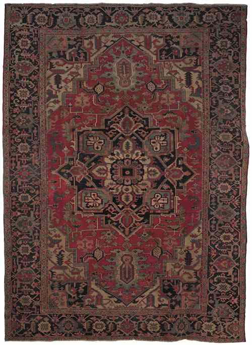 Appraisal: Serapi room size carpet with large center medallion on a