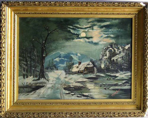 Appraisal: Oil on canvas winter landscape signed M McCormick x