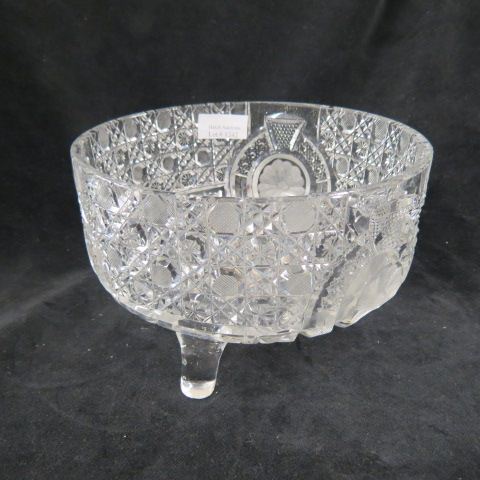 Appraisal: Cut Glass Footed Bowl floral daisy button style