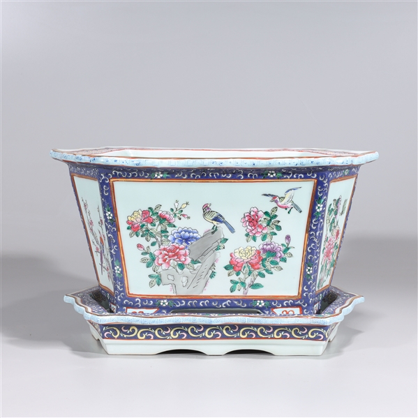 Appraisal: Chinese famille rose porcelain planter and under plate six-character mark