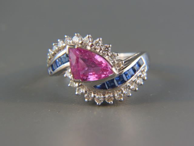 Appraisal: Levian Pink Blue Sapphire Diamond Ring a rich pink fantasy