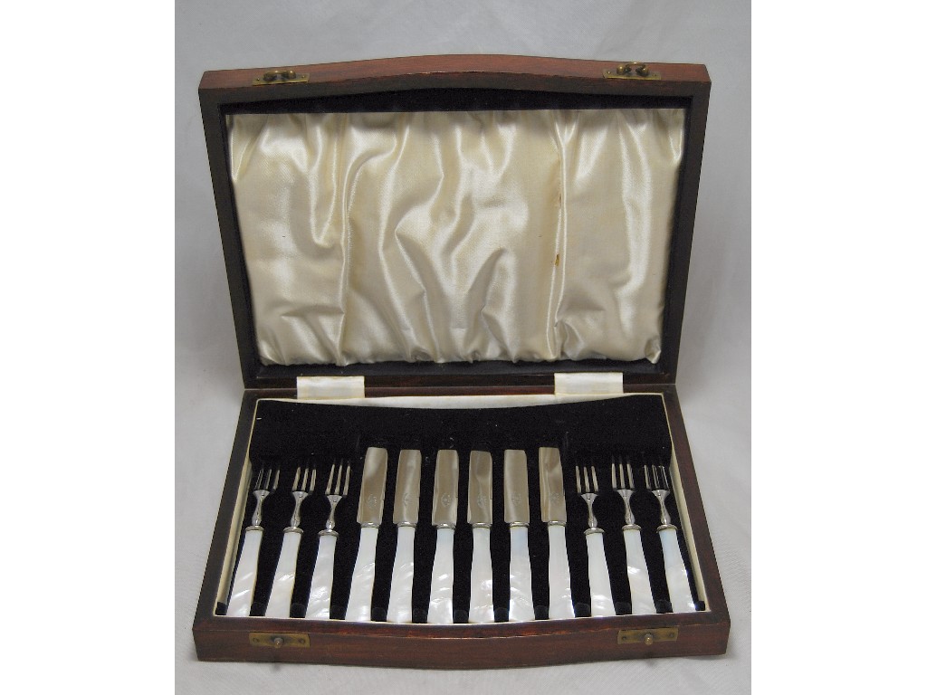 Appraisal: Five cased sets of silver plated cutlery including Art Deco