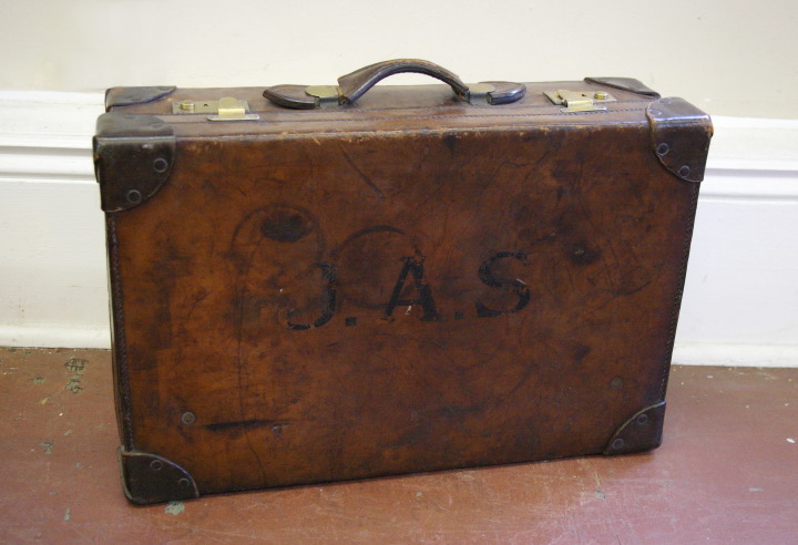 Appraisal: Ellenger and Company Newcastle Brass-Mounted Leather Suitcase second quarter th