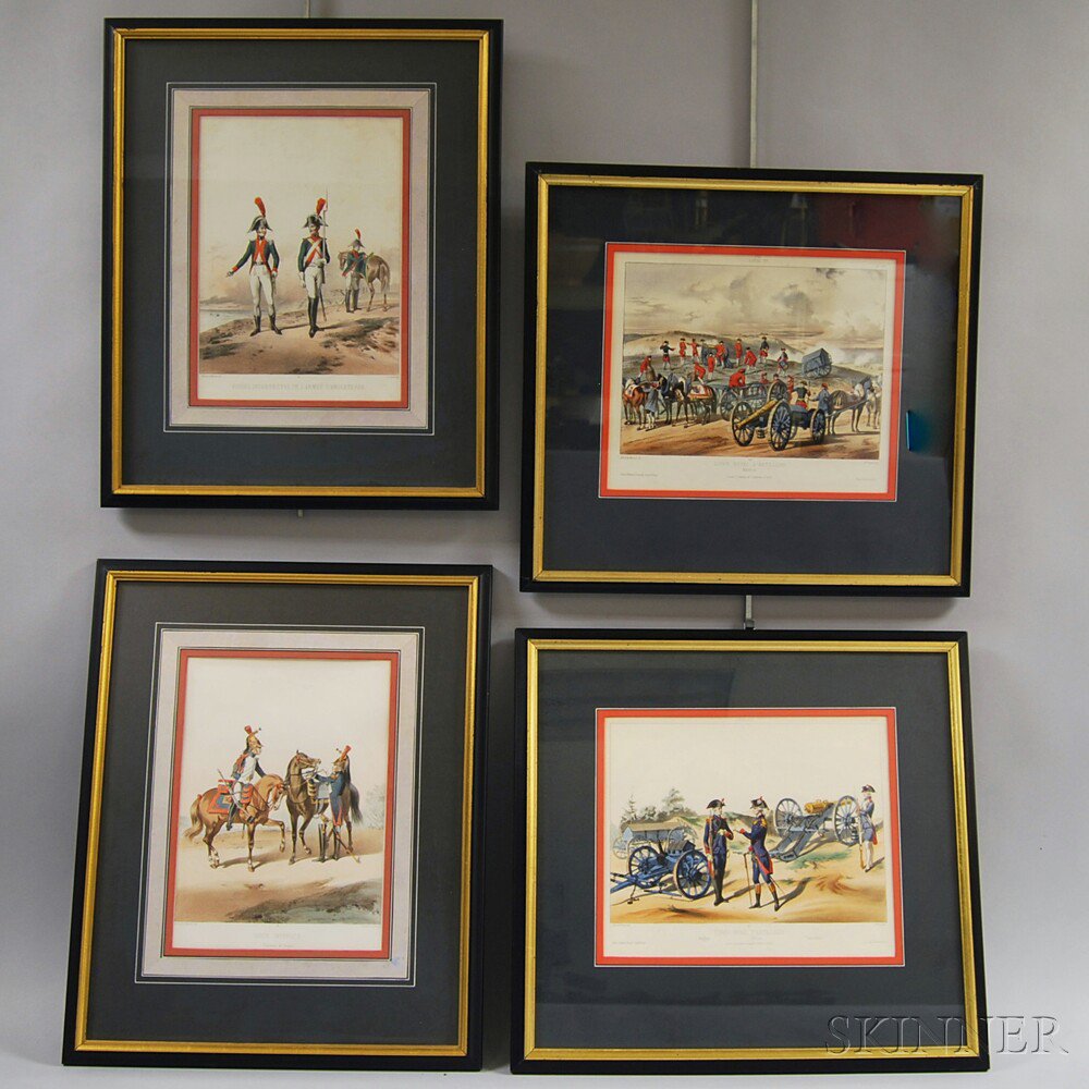 Appraisal: After Alfred de Marbot French th Century Four Framed Military