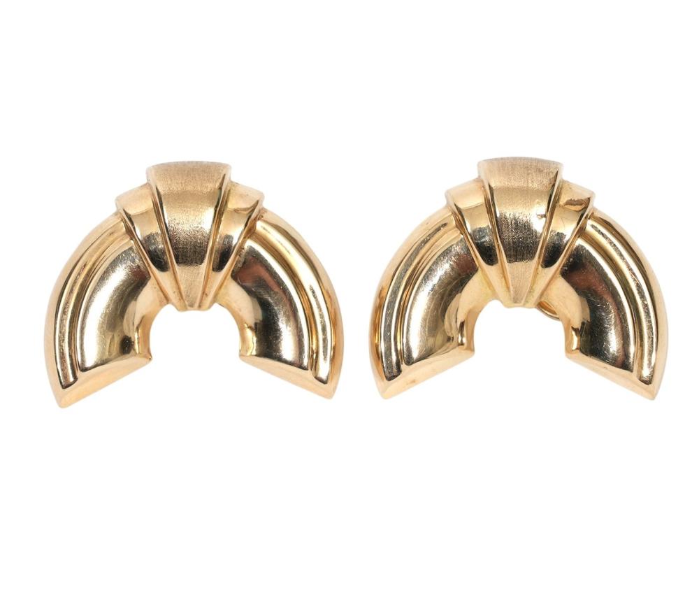 Appraisal: MODERN ITALIAN K YG PIERCED EARRINGSItalian K yellow gold pierced