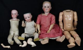 Appraisal: lot of German doll group including bisque socket heads on