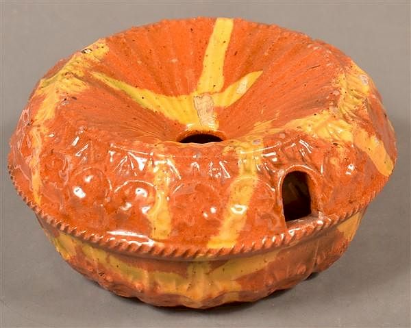 Appraisal: th Century Molded Redware Cuspidor th Century Molded Redware Cuspidor