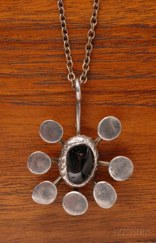 Appraisal: Danish Modern Necklace Silver and stone Denmark mid- th century