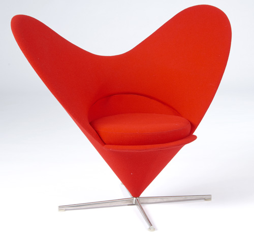 Appraisal: VERNOR PANTON VITRA Heart chair upholstered in red wool Vitra