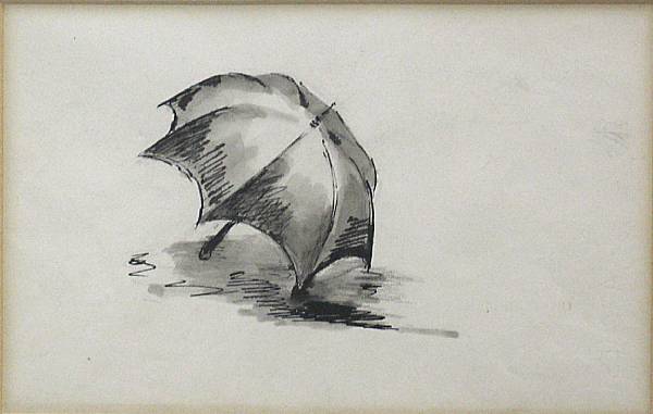 Appraisal: Jean Hippolyte Marchand French - La Parapluie unsigned ink on