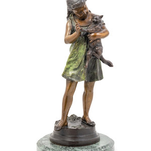 Appraisal: After Aristide de Ranieri Italian - Girl with Cat patinated