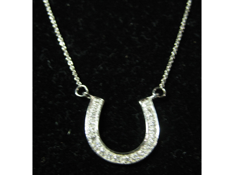 Appraisal: HORSESHOE PENDANT k white gold horseshoe pendant set with twenty