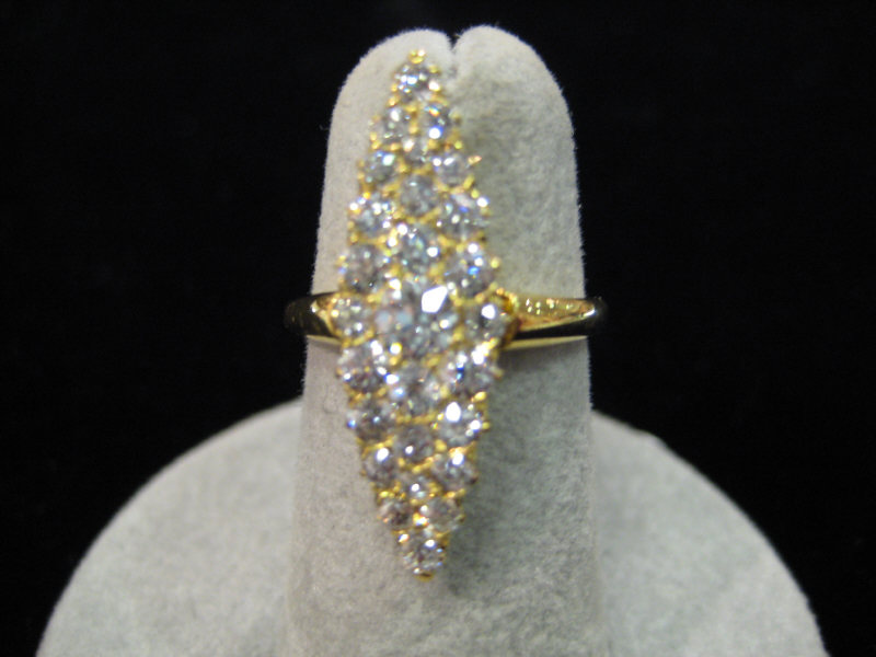 Appraisal: VICTORIAN DIAMOND RING k yellow gold marquise shaped ring set