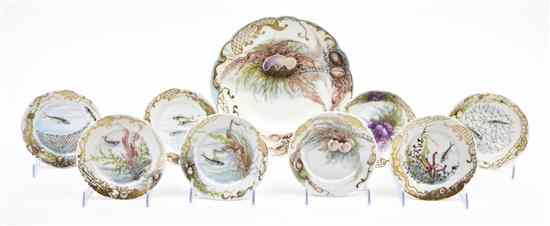 Appraisal: An Assembled French Oyster Service comprising a Limoges porcelain plate