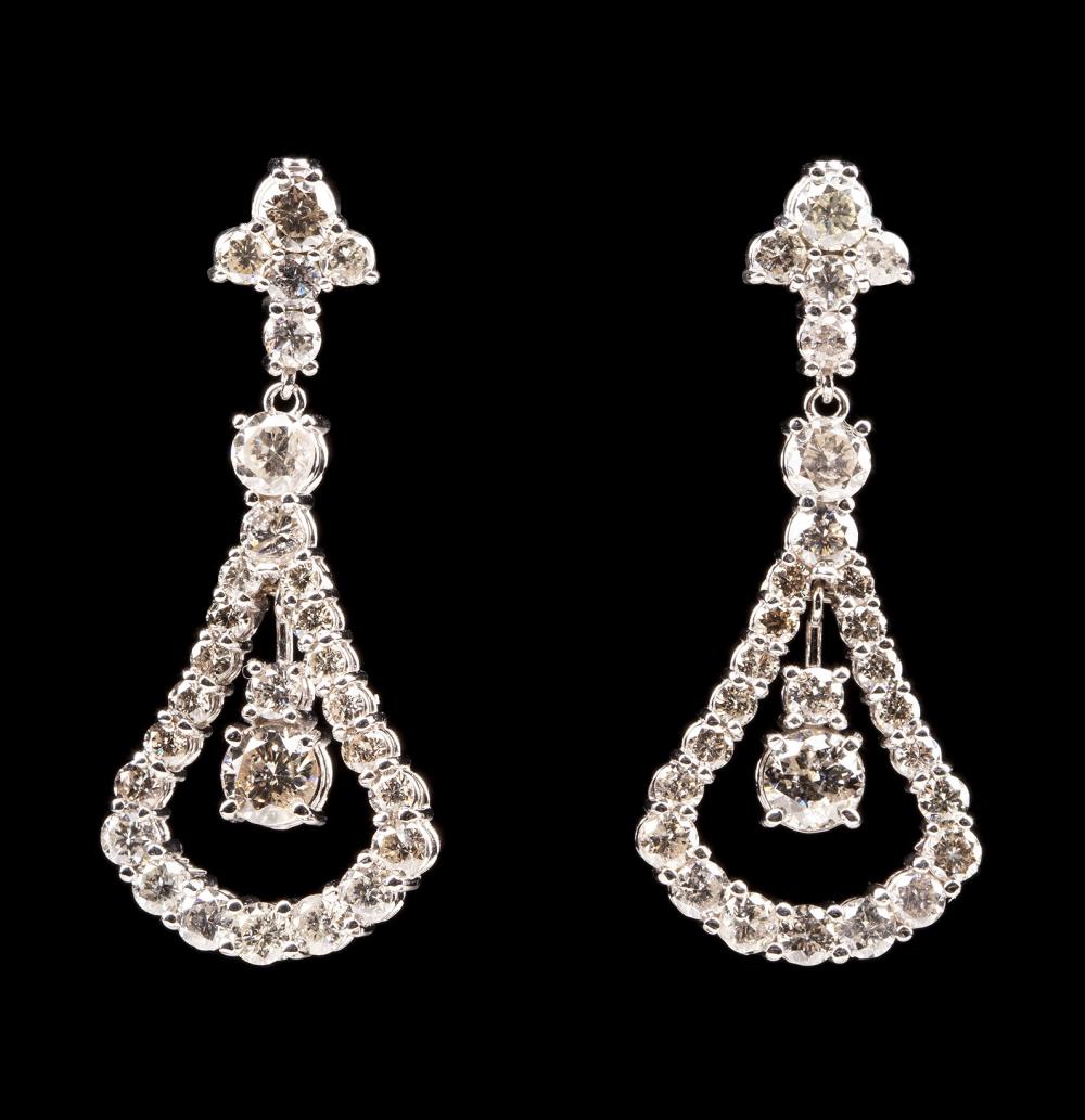 Appraisal: Pair of kt White Gold and Diamond Dangle Earrings numerous