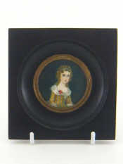 Appraisal: A small circular miniature on ivory of a young girl