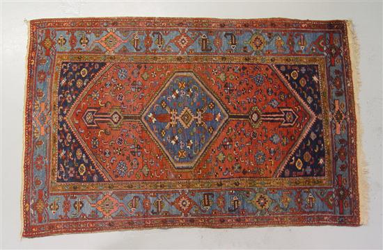 Appraisal: Oushak Tribal Wool Oriental Rug Circa Geometric motifs x