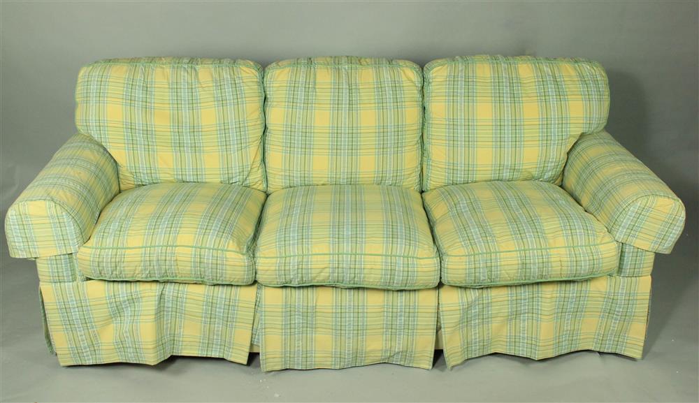 Appraisal: SHERRILL PLAID UPHOLSTERED SLEEPER SOFA the straight back with three