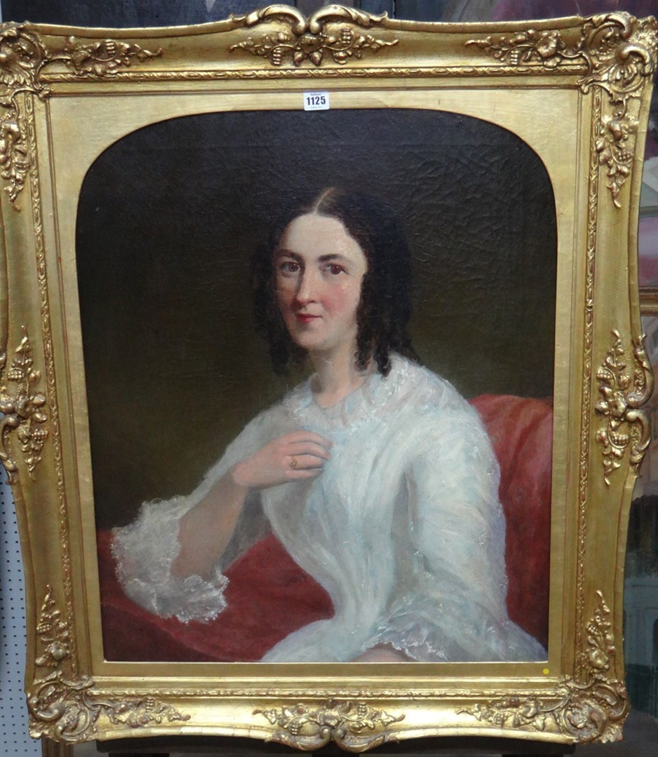 Appraisal: English School th century Portrait of a lady oil on