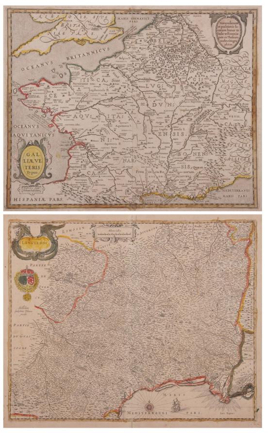 Appraisal: TWO MAPS OF FRANCE JOHANNES JANSSON Dutch - GALLIAE VETERIS