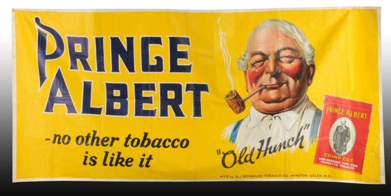 Appraisal: Large Prince Albert Tobacco Canvas Banner Description Circa s Some