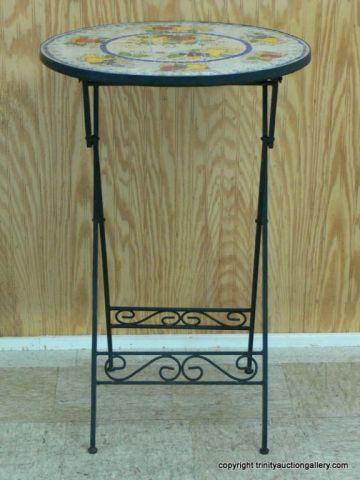 Appraisal: Iron Ceramic Mosiac Top Bistro Table - Heavy forged iron