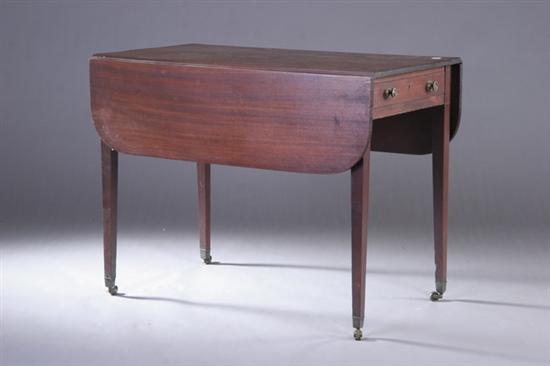 Appraisal: ENGLISH GEORGE III MAHOGANY DROP-LEAF TABLE early th century Reeded-edge