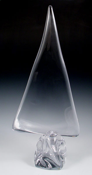 Appraisal: DAUM FRENCH CRYSTAL SAILBOAT SCULPTURE ''h '' dia