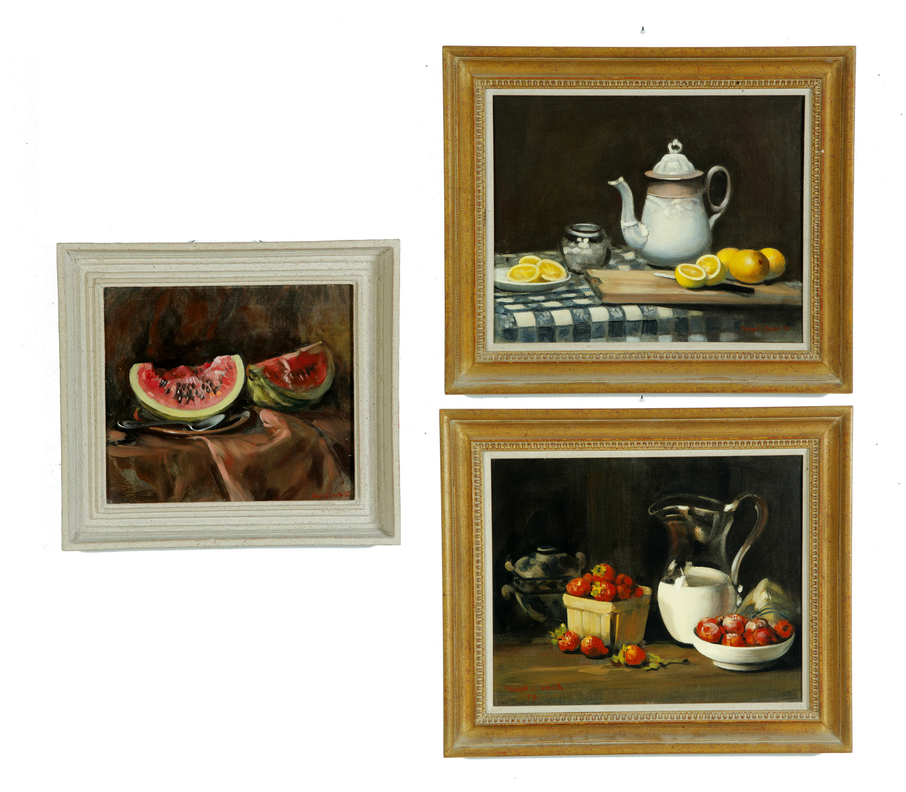 Appraisal: THREE STILL LIFES BY ROBERT J SMITH OHIO CALIFORNIA -