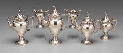 Appraisal: Silver-plated six-piece tea service pear forms with scroll and Art