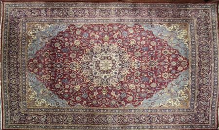 Appraisal: A Kashan carpet late th century the red field with